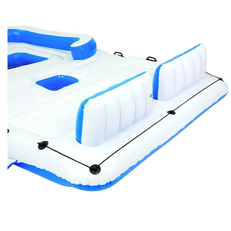 Wholesale 6 people tropical breeze raft large inflatable floating island with detachable sun shade for adults and kids