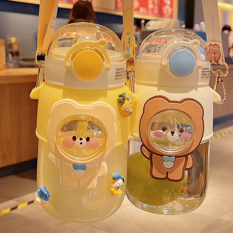 Unique Bio Plastic Grey Translucent Sippers Water Beige Wide Mouth Sport Bottle