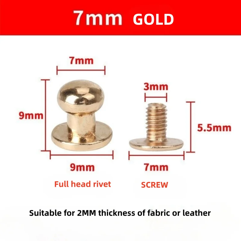 Button Stud Screw nail 4 6 8 10 12 15 Screwback Leather Belt Chicago rivet Brass