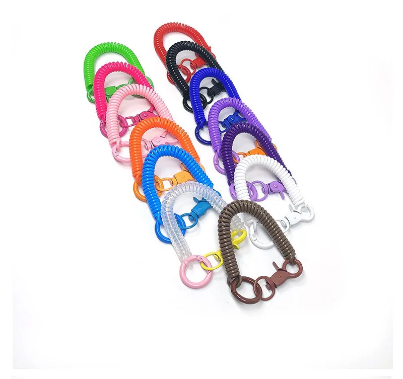Alloy Mobile Phone Lanyard Key Chain with Plastic Loss-Proof Spring Rope Available in Stock Colors