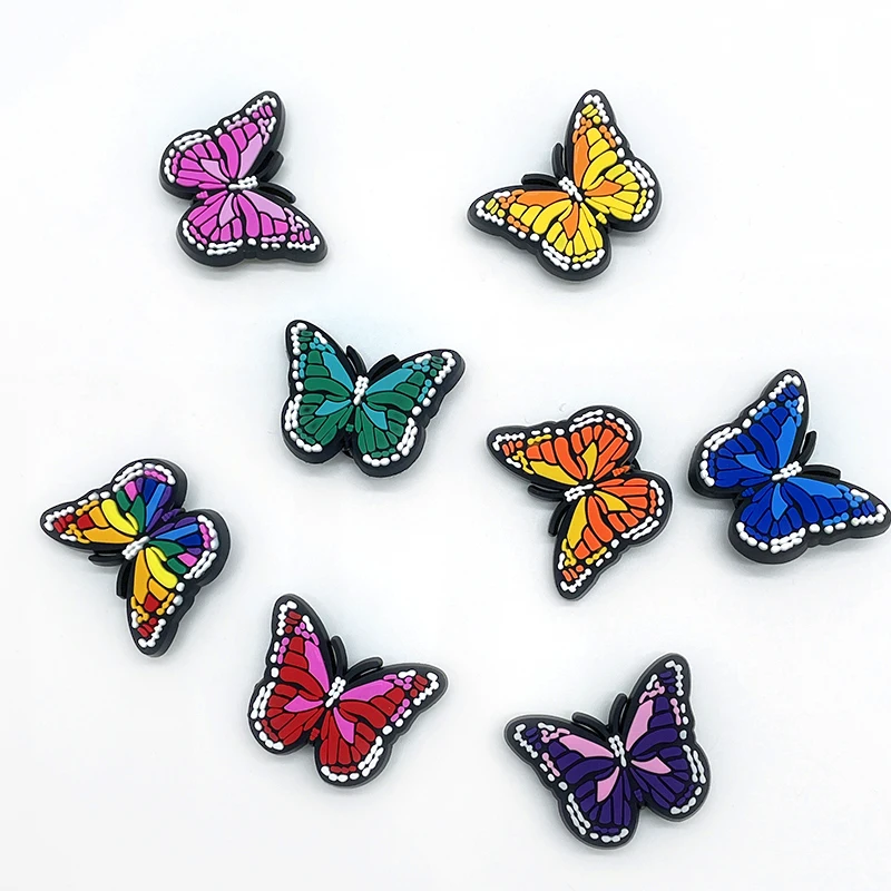 Wholesale butterfly design Clogs Shoes Charms PVC Shoe Charms Custom Kid Clog Charms Shoe Decorations