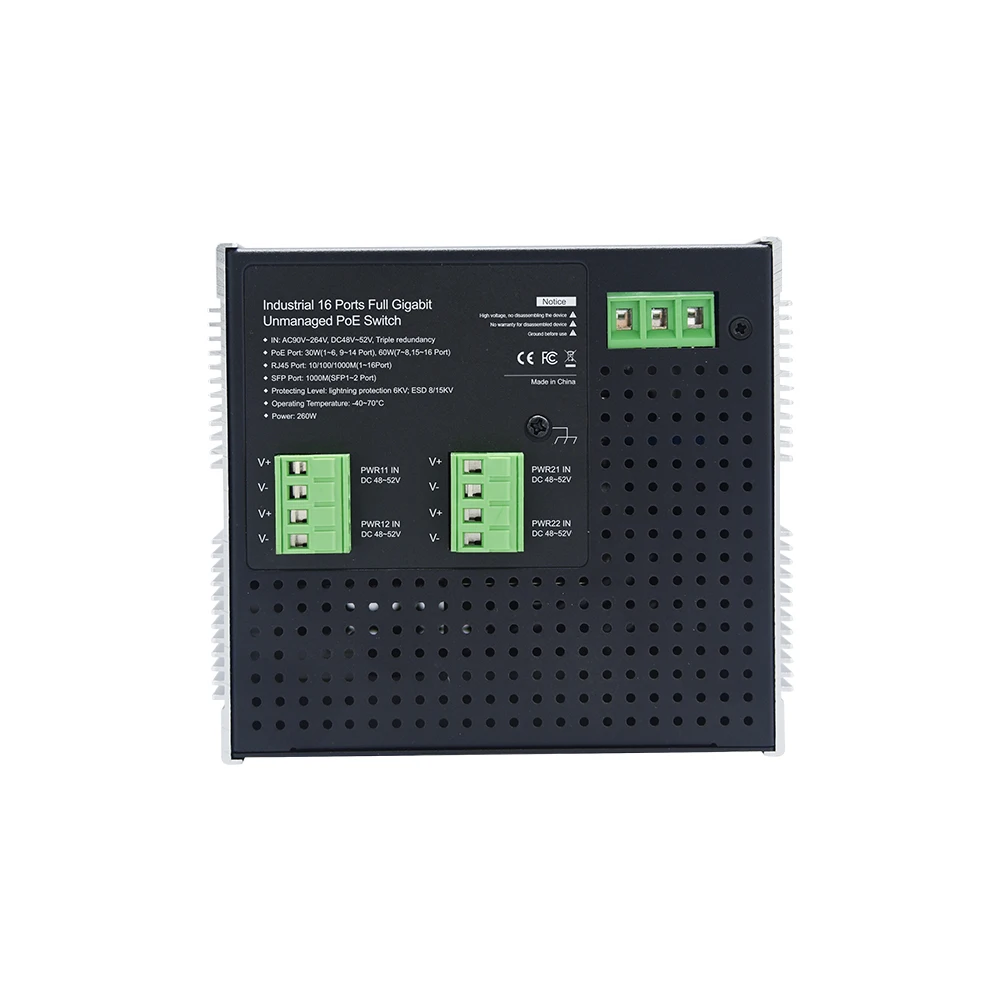 HOT Sales  Internal power supplyt Industrial 16 Port Full Gigabit Industrial  PoE Switch