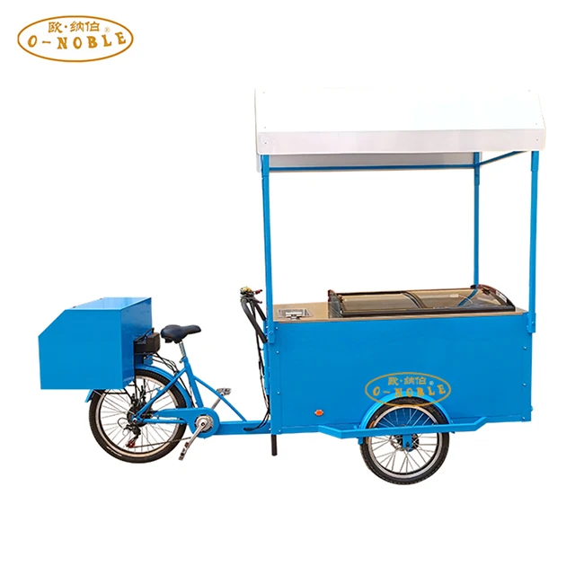 Blue ice cream truck street diy ice cream bike