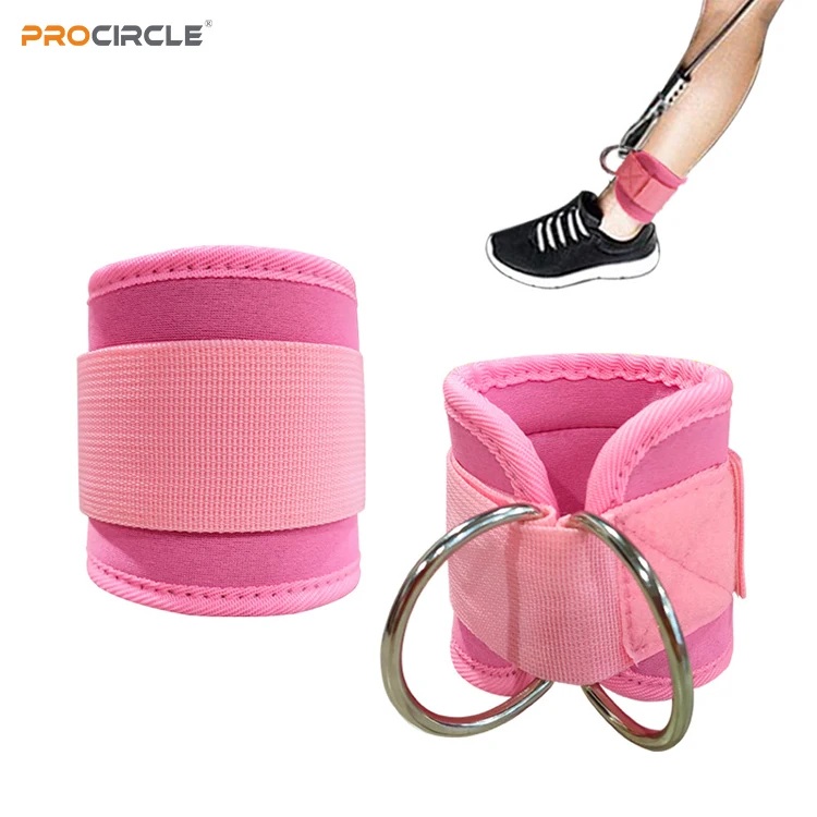 WA-F2032 Cable Machine Glutes Exercises Ankle Straps D-Ring Adjustable Ankle Wrist Cuffs with Neoprene Padded Straps