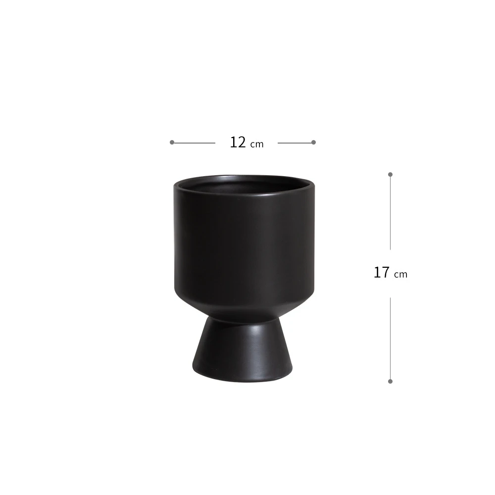 Cheap Price Matt Minimalist Modern Small 17cm Tall Cylinder Black White Ceramic Pot for Plant Succulent Indoor