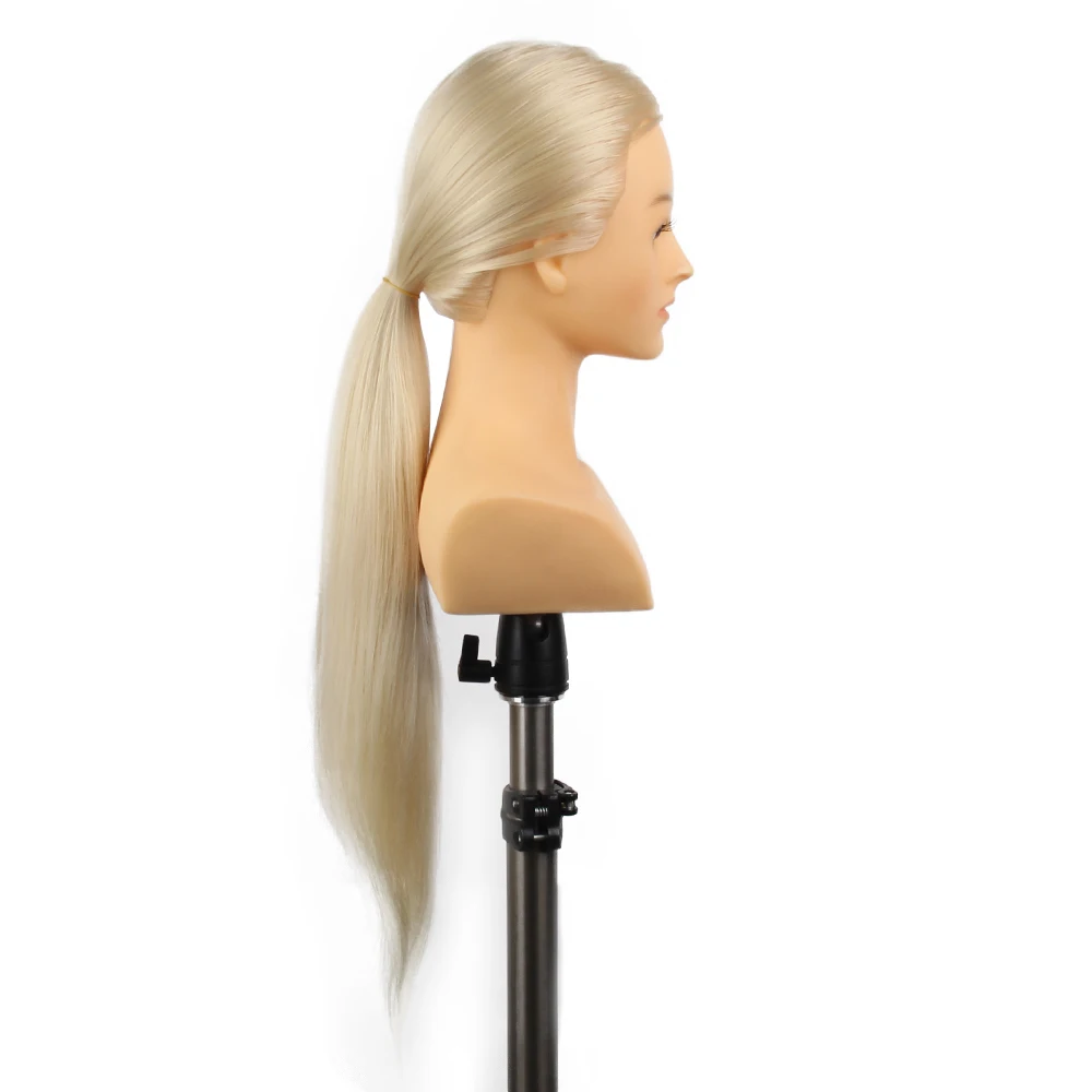 Hairdressing barber mannequin training heads long  hair white  with shoulders