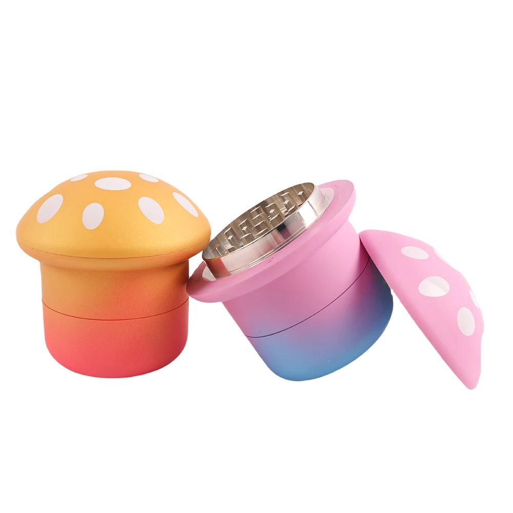 Cute Mushroom Zinc Alloy Smoking Accessories Colorful Rubber Paint Tobacco Herb Grinder