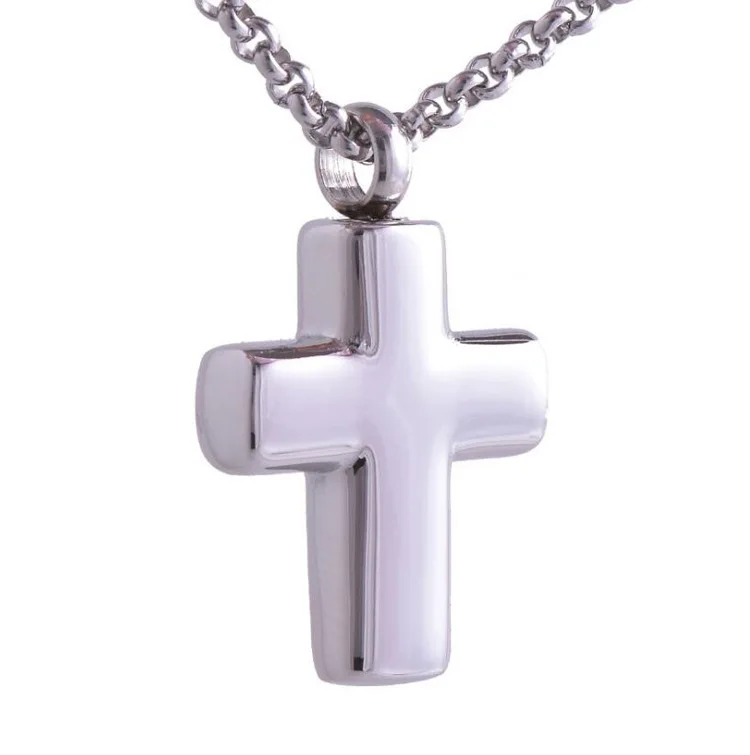 Classic Stainless Steel Cross Urn Pendant Relatives Hair Bones Memorial Pendant