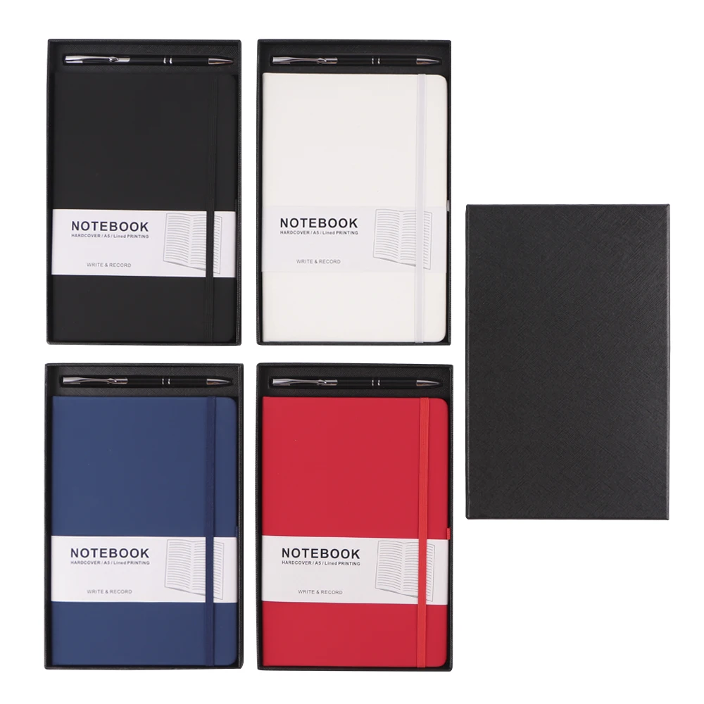 Custom A5 pu leather notebook colorful with pen holder and elastic closure gift