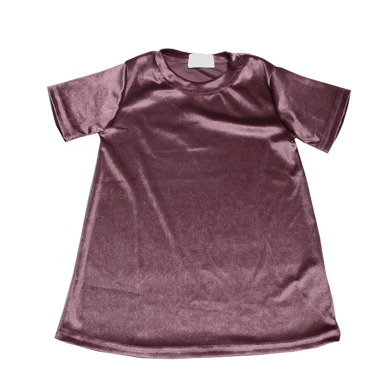 Hot sell multi solid colors lavender velvet dress for girl super pretty T-shirt dress Children velour dress