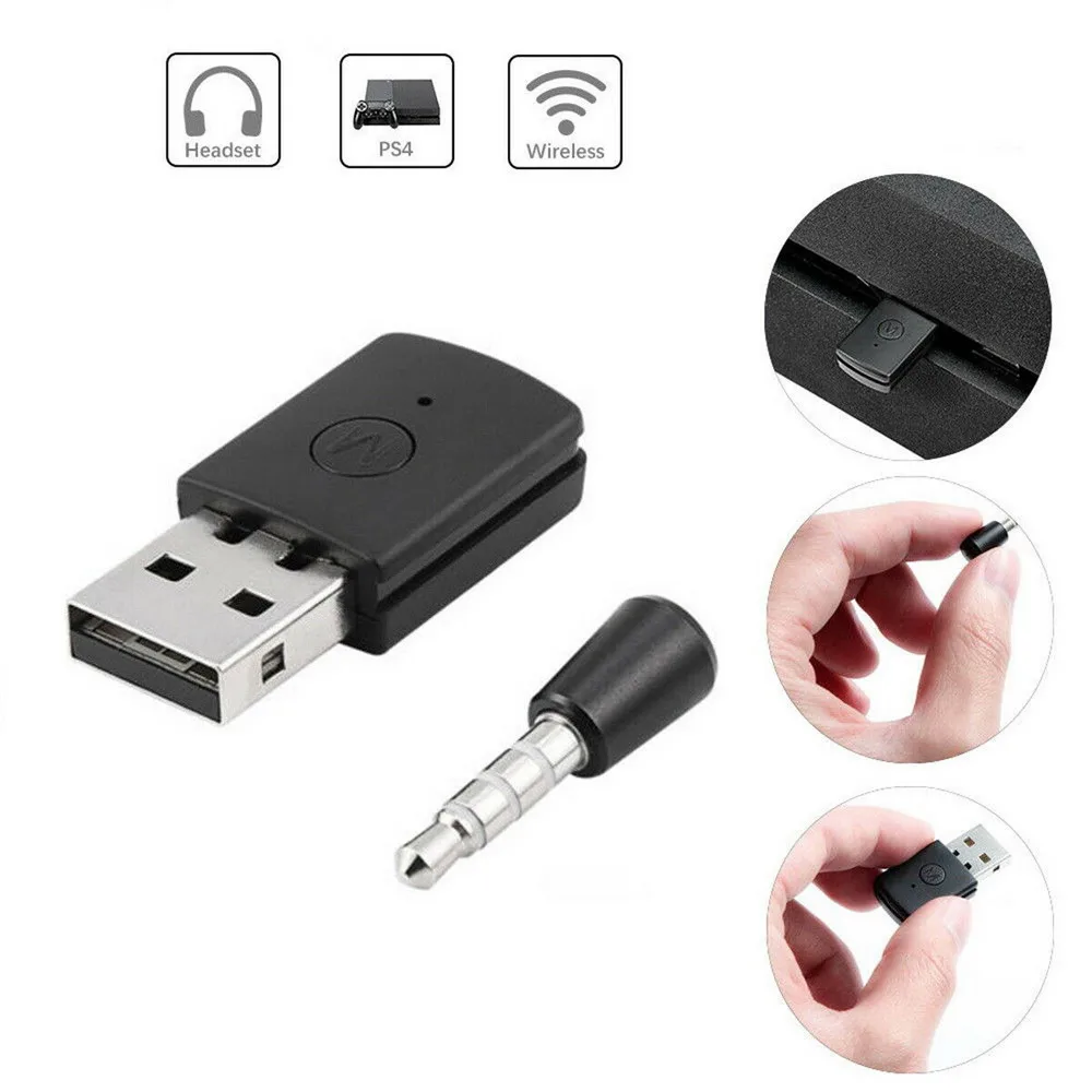 3.5mm Bluetooth V5.0 + EDR USB Bluetooth Dongle Latest Version USB Wireless Bluetooth Adapter for PS4 Headphone Microphone