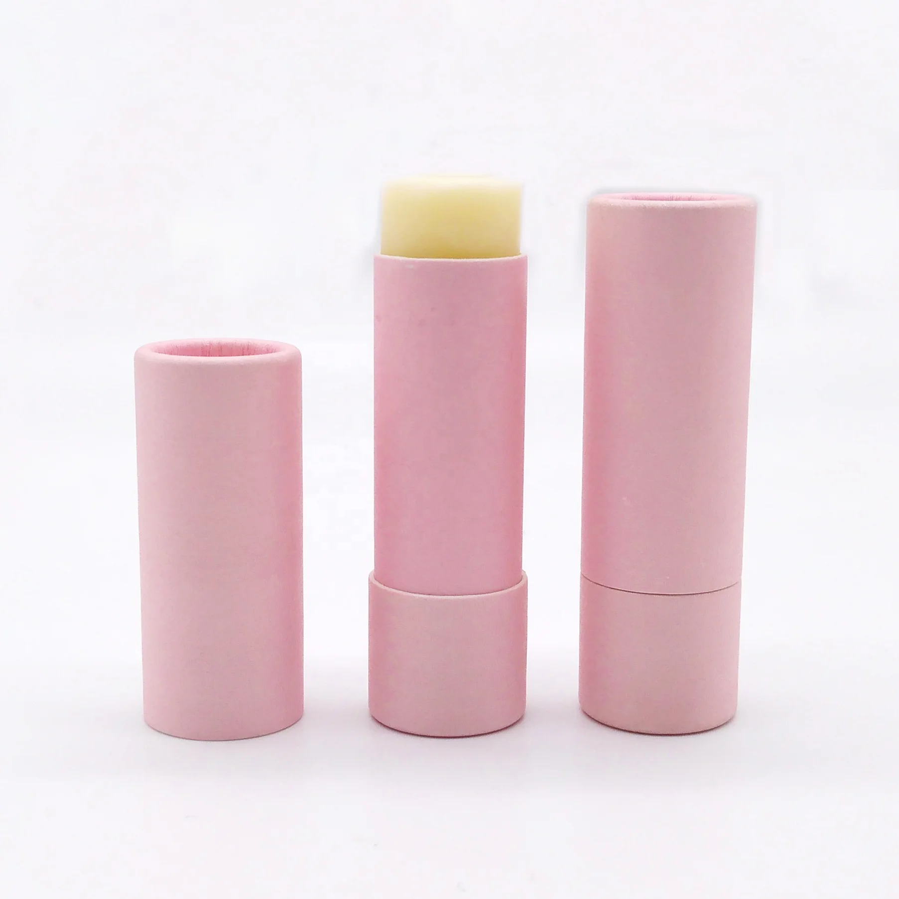 Cardboard Containers Cylinder Eco Friendly Pink Kraft Paper Tubes For Lip Balm Lipstick Packaging