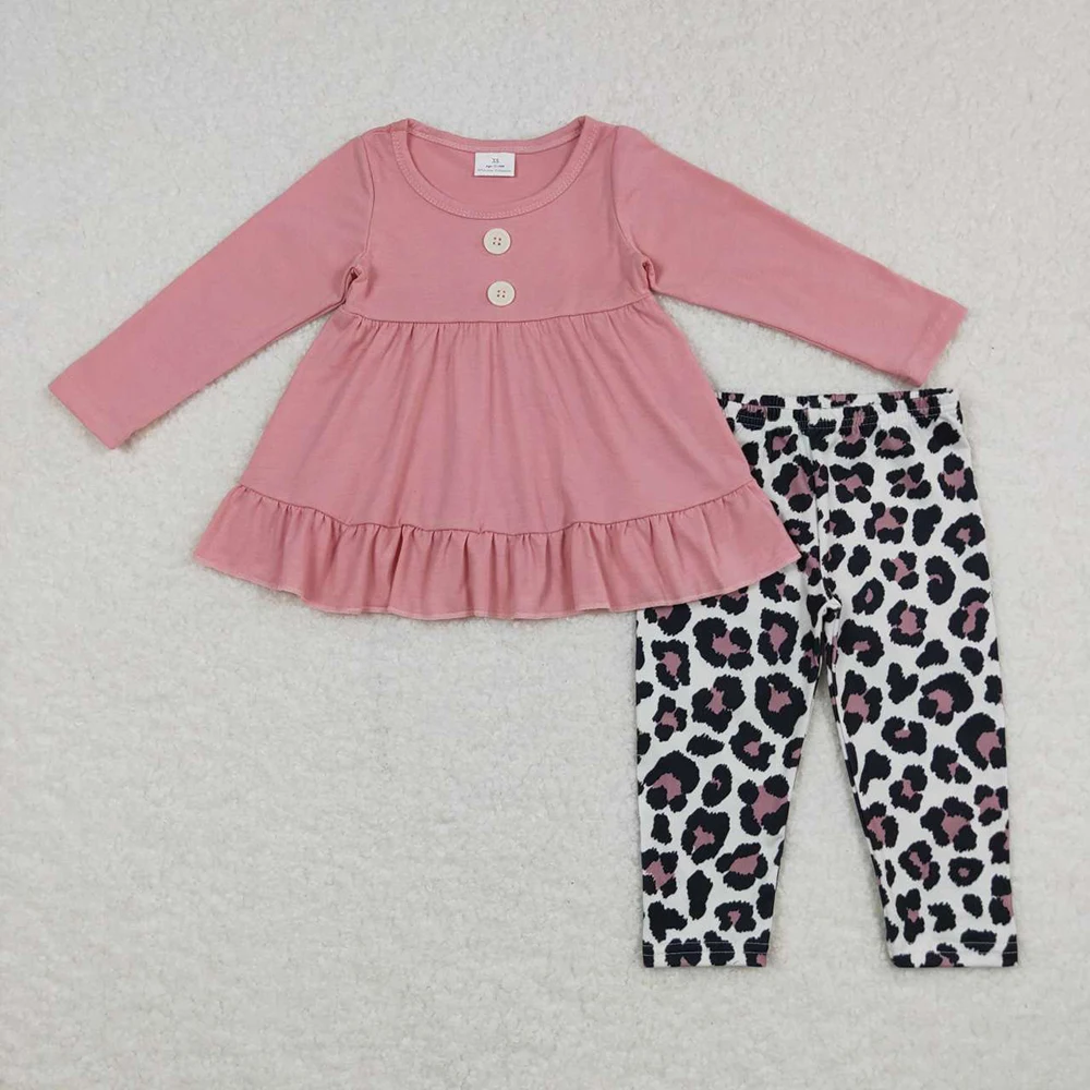 RTS Wholesale Baby Girls Farm Long Sleeve Animal House Shirt Bell Bottom Pants Boutique Country Wear Outfits Clothes Sets