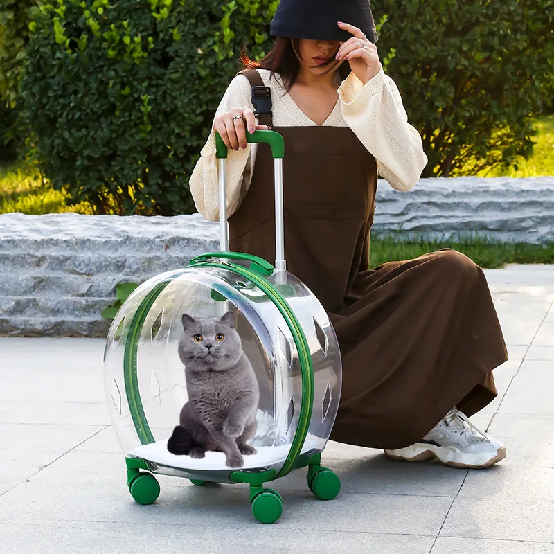 Transparent Breathable Large Capacity Dog Cat Trolley Case Pet Outdoor Carrier Backpack