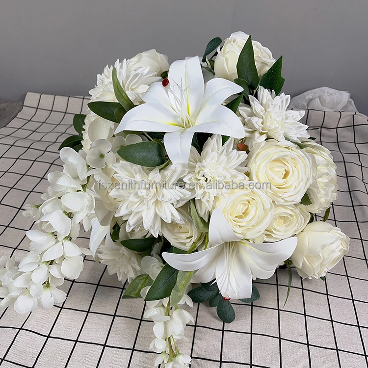 White Roses Wedding Bouquet Bridesmaid Bouquet Bridal Bouquet Artificial Flowers for Wedding