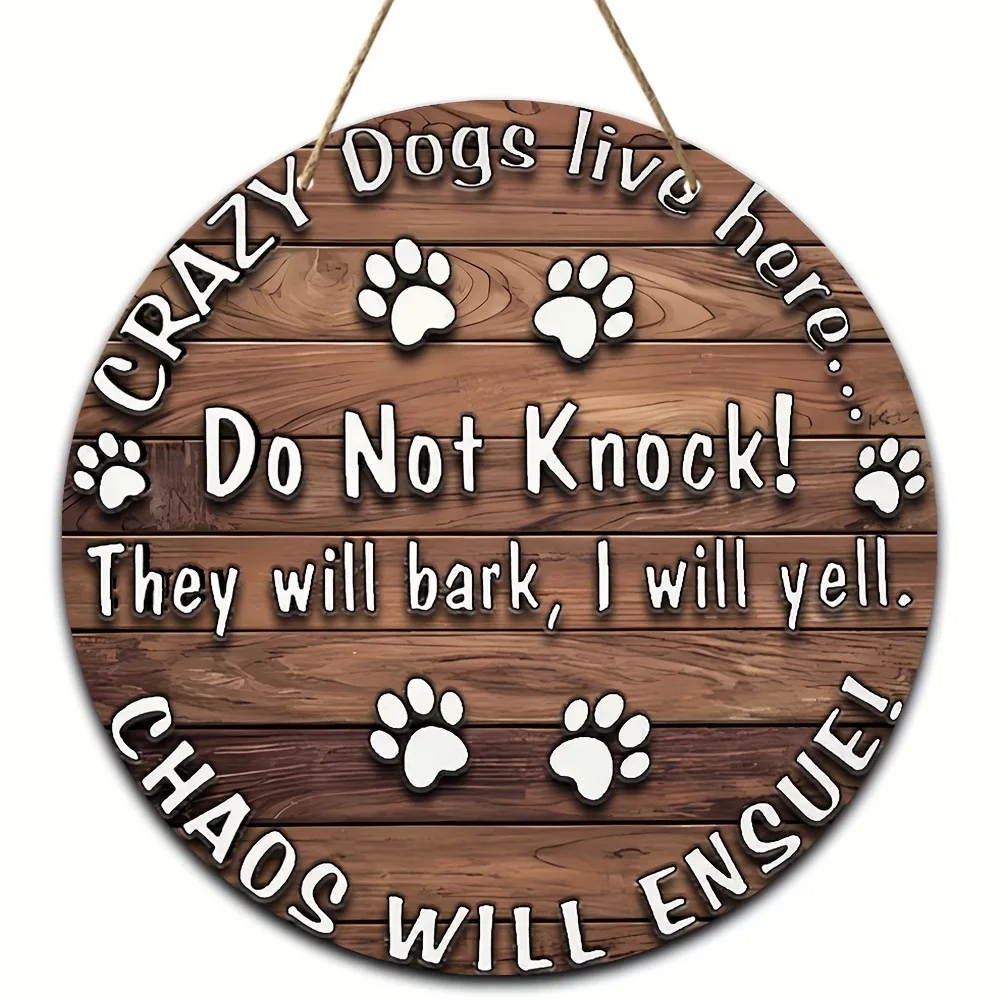 2024 new cross-border hot style home decoration pet wooden door sign round logo creative decorative sign home