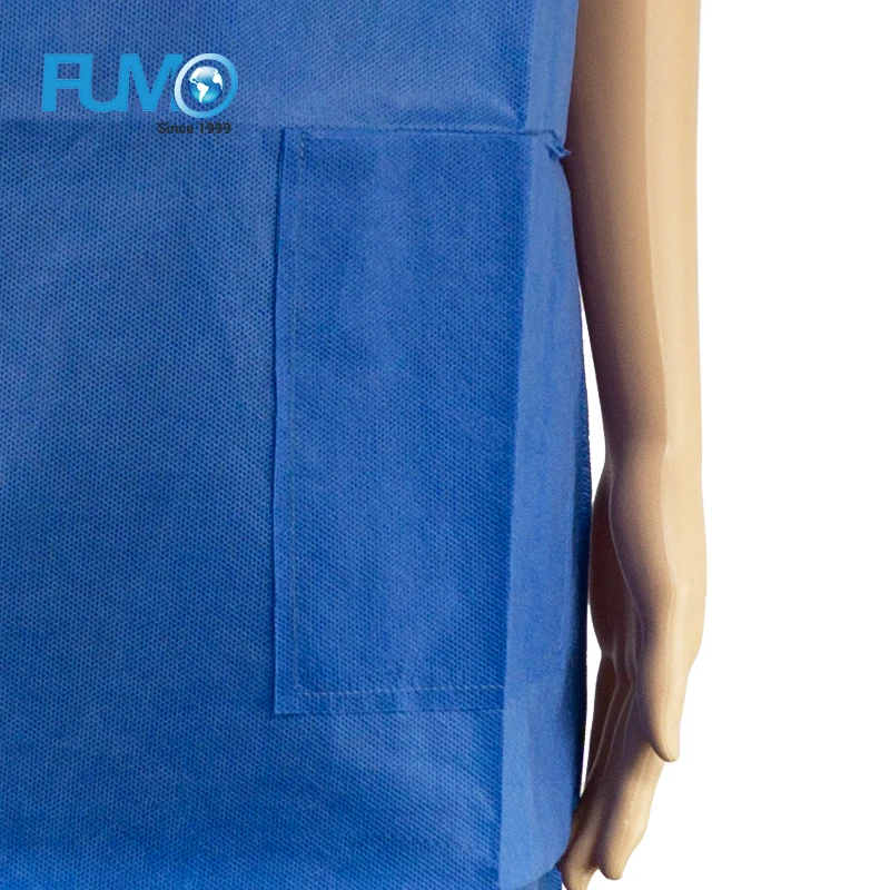 PP/SMS Patient gown suit Disposable scrub suits patient gown with V-collar or round collar