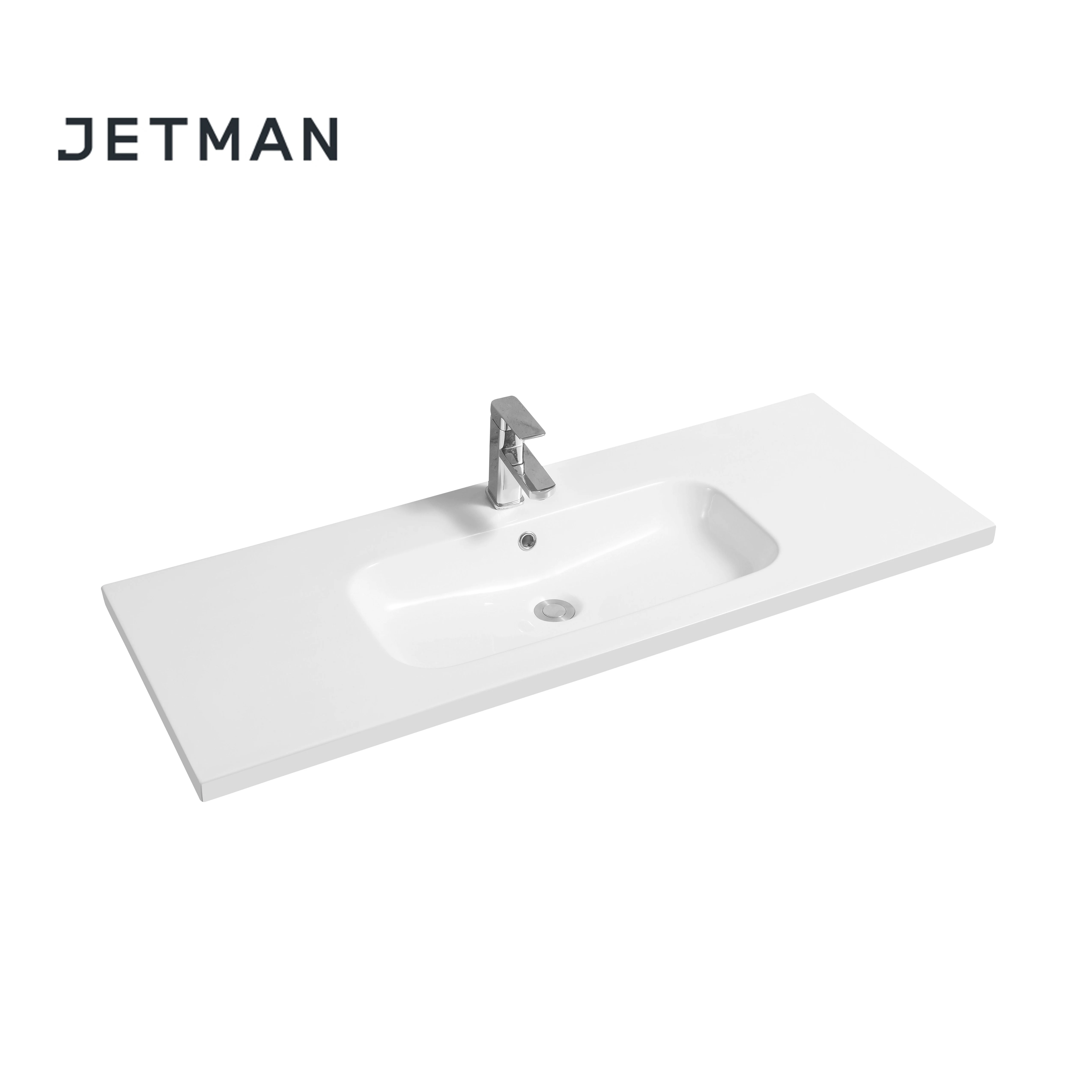 JM5414-121 1210*460*150 china manufacturer one piece ceramic vanity sink cabinet corner wash basin