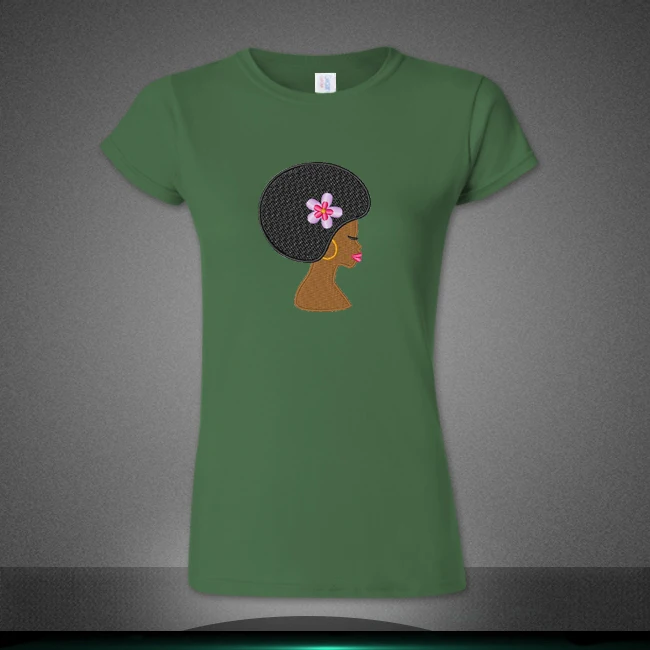 Оптовая продажа черный афро девушка железа на патч передачи с цветком Женщины патч значок логотип для одежды