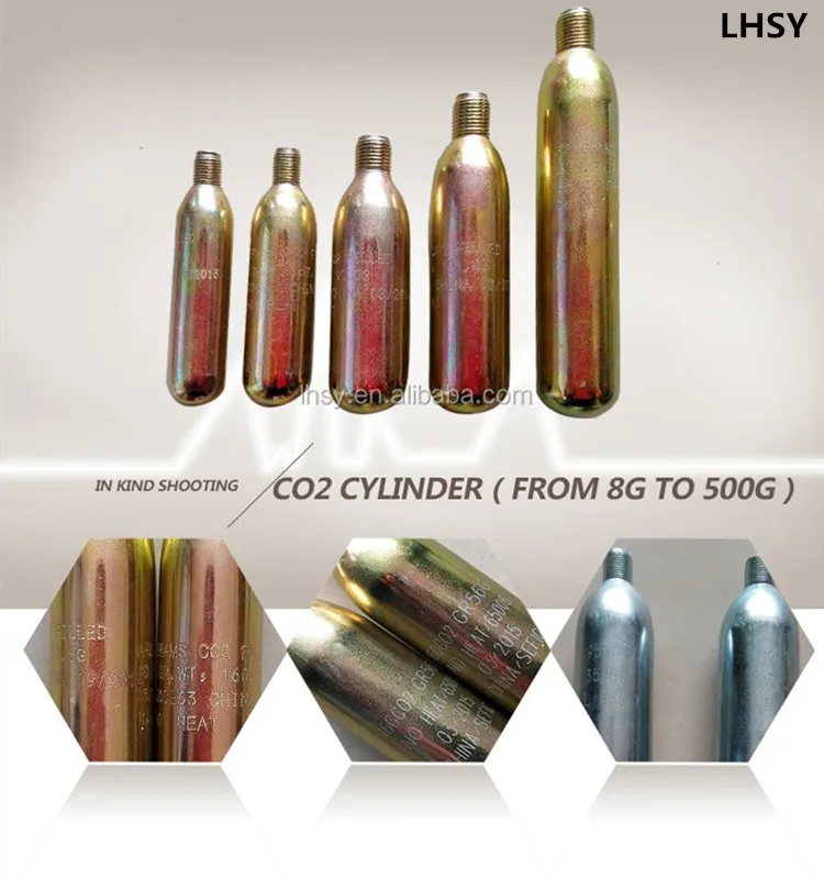 LHSY Logo 8g CO2  small Steel Gas Cartridge used for air gun life vest jacket fire extinguisher beer beauty machine
