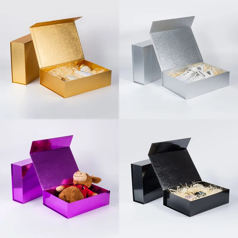 Eco-friendly Custom Design Flat Folding Cardboard Paper Gift Box UV Foil Magnet for Shoes Clothing for Eco-conscious Storage