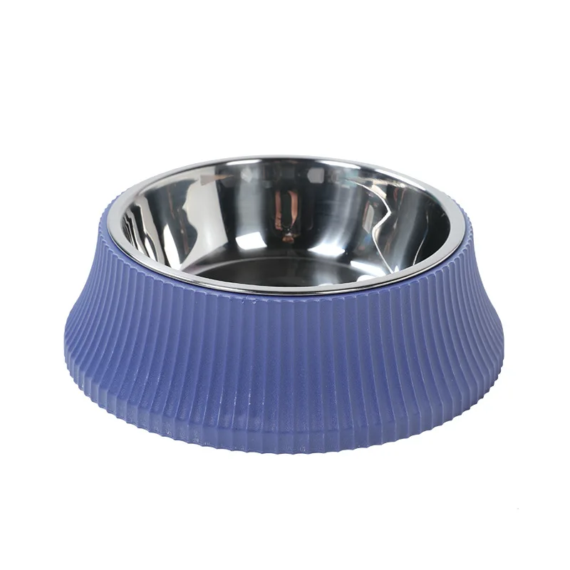 Wholesale portable square round stainless steel mixing small non-slip cat dog pet food water feeding bowl set