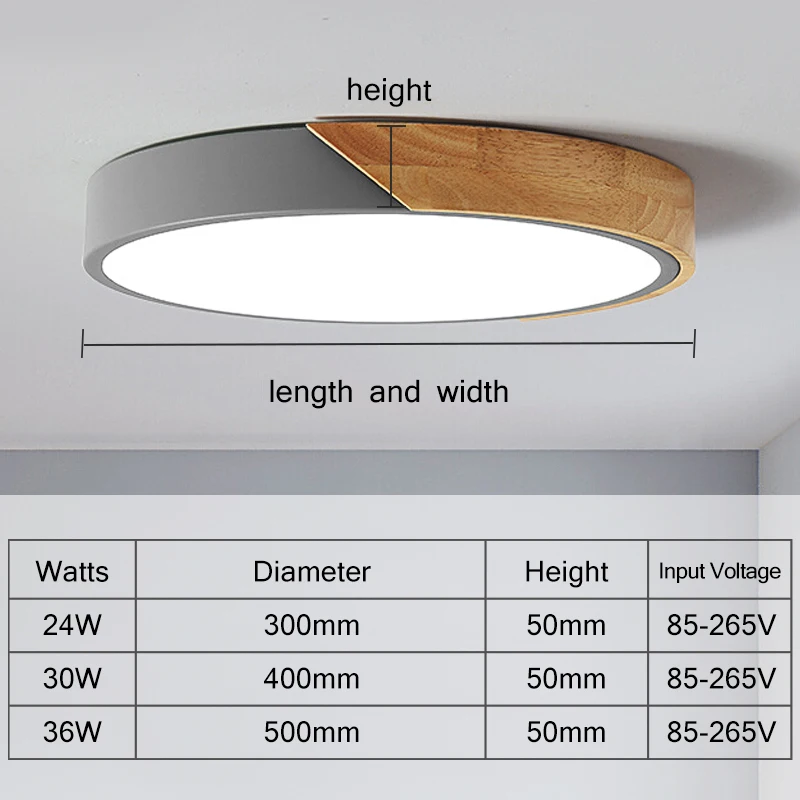 Indoor Lighting AC110V 220V Original Natural 24W 30W 36W Flat Ceiling Light Wood Grain Modern Nordic LED Ceiling Light