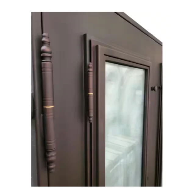 Hot selling classic and elegant style wrought iron double  entrance doors