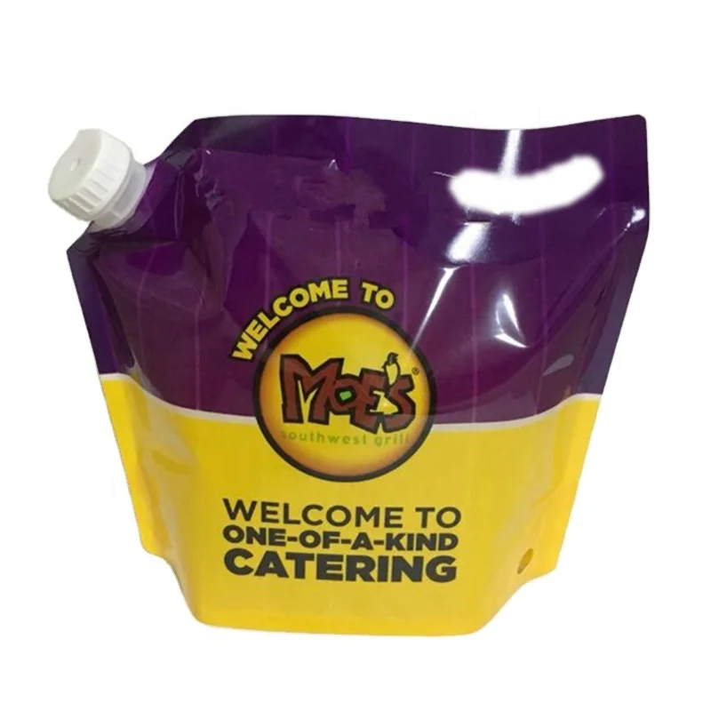 250ml 1000ml 5L Food grade clear plastic bags with handles spout bag  High temperature Hot Liquid food packaging carry bags