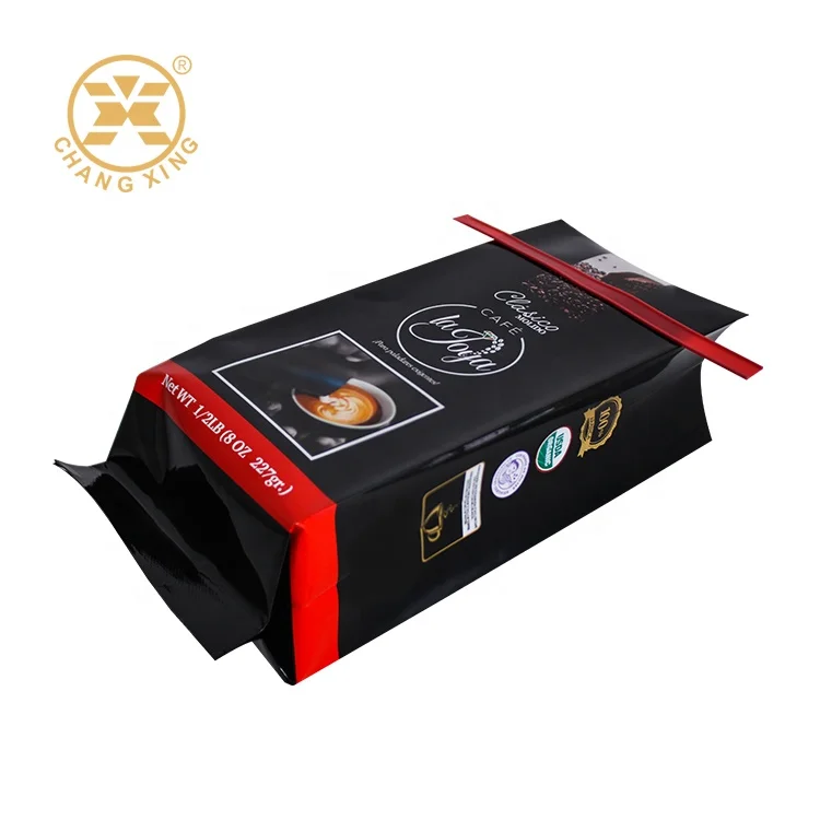 Custom printing biodegradable compostable pla side gusset coffee bags with tin tie