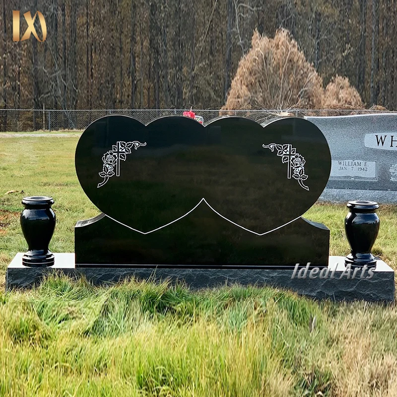 Ручной резной натуральный мрамор гранит двойной в форме сердца Статуя Ангела надгробия