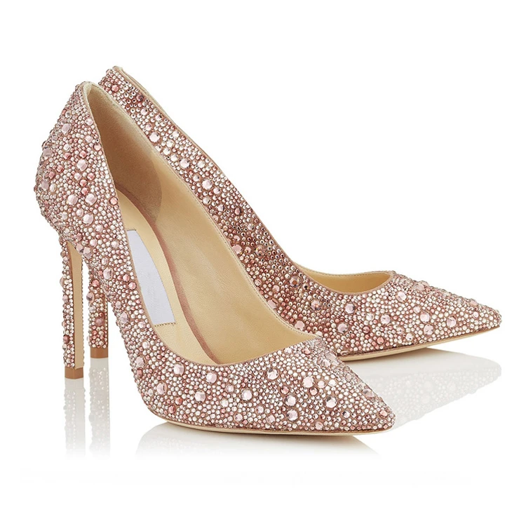 Fashion diamond design pointed toe high heel women pump wedding