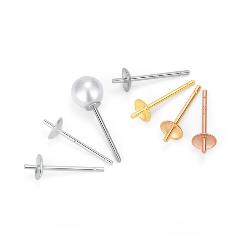 925 Sterling Silver Ear Hook  For Jewelry Making Supplies Pearl Base  Earring Jewelry Findings