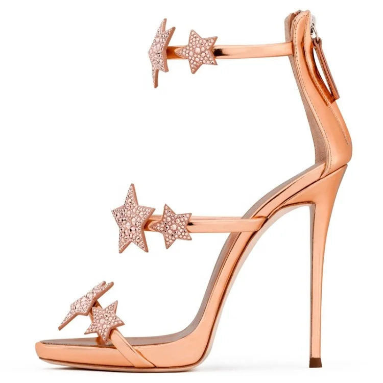 Latest Arrivals High Heel Women Sandals 3D Diamond Stars Ladies Tiny Rhinestone Summer Stiletto Shoes Cover Heel Open Toe Pumps