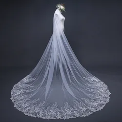 Новая мода 3 метра слоновой кости кружевная свадебная фата с блестками DX9061