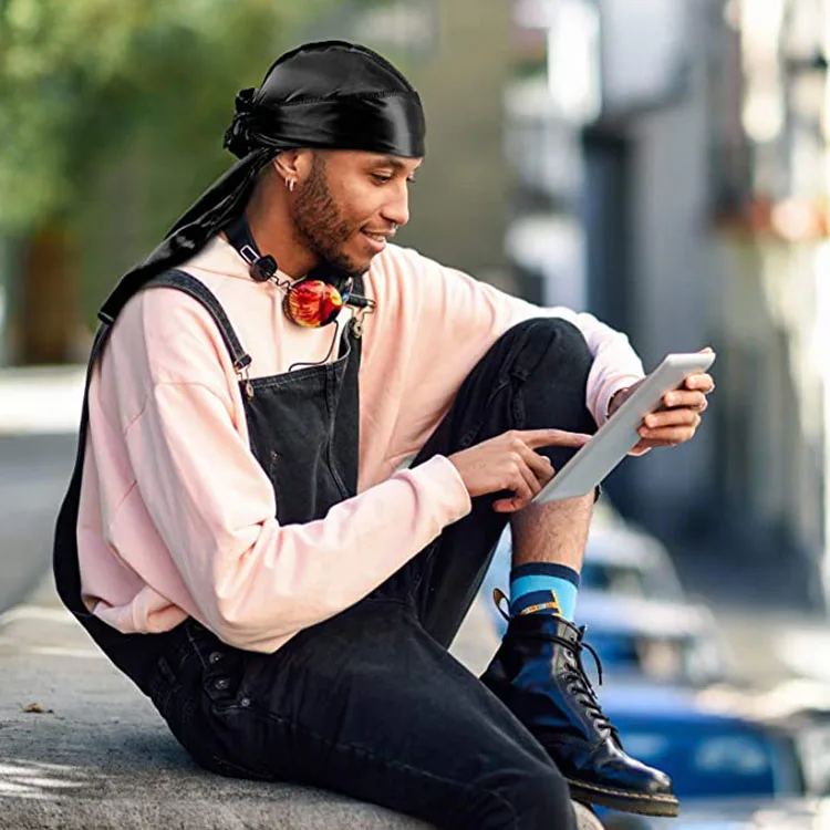 custom logo High quality men pure silk bonnets and durags luxury 100% mulberry silk durags for women