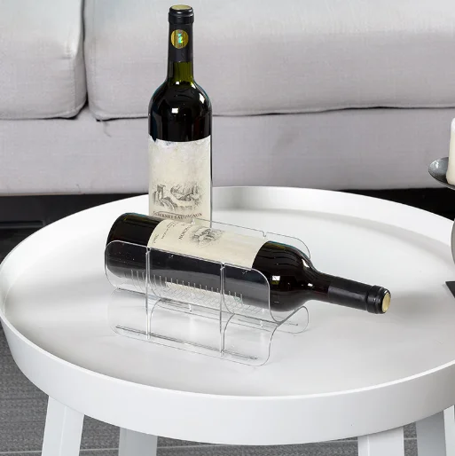 Stackable Acrylic Wine Bottle Holder Wine Glass Holder Plate Wine Bottle Organizer