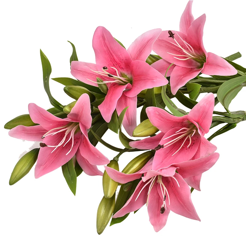 Artificial Plastic Lily Flower Home Decoration Feel Film Photography Wedding Factory Wholesale 3 Mini Single Artificial Lily