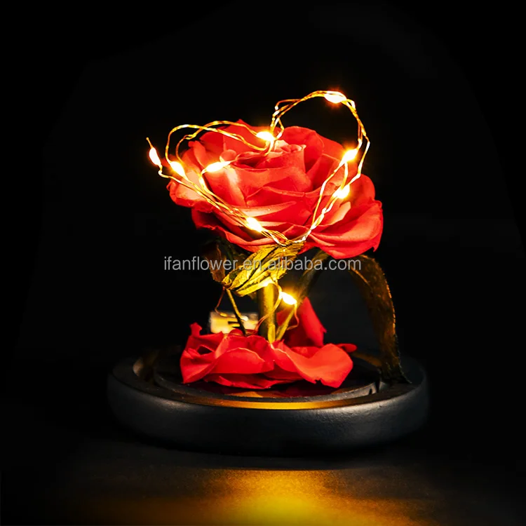 
Factory Supply Wholesale Preserved Rose Flower In Glass Dome In Gift Boxes For Birthday 