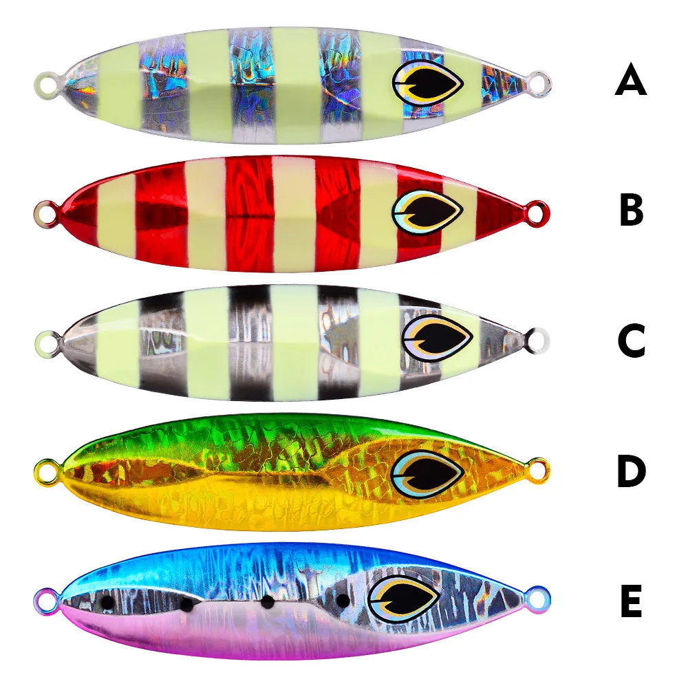 Top Right JIG107 80g 100g 120g Slow Sinking Metal Jig Long Luminous Sea Fishing Lead Fishing Lure Casting Metal Hard Bait
