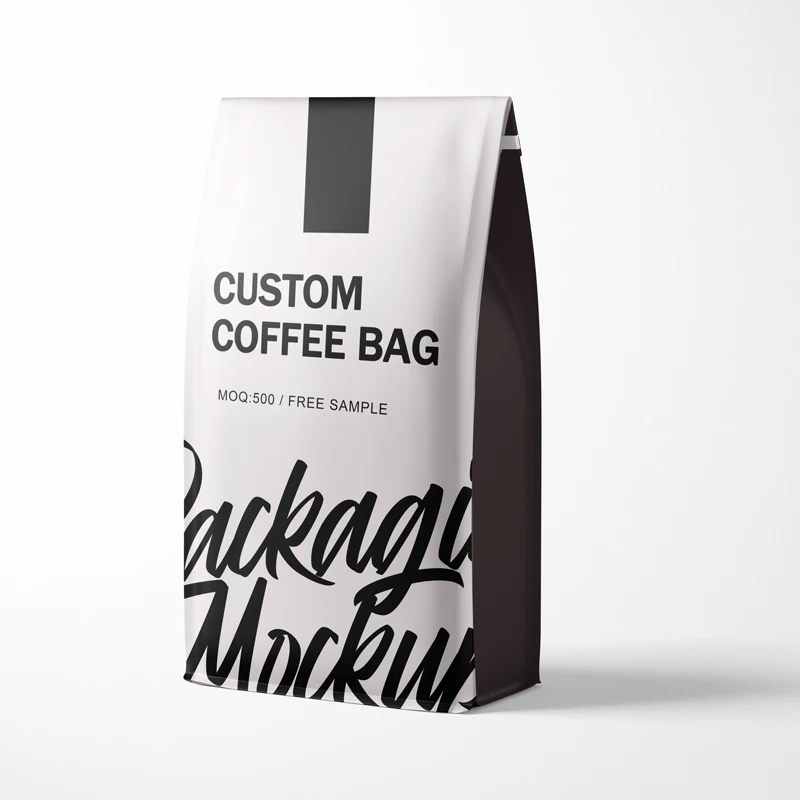 Custom White Black designer seal coffee beans bag food grade free sample coffee tea bags package