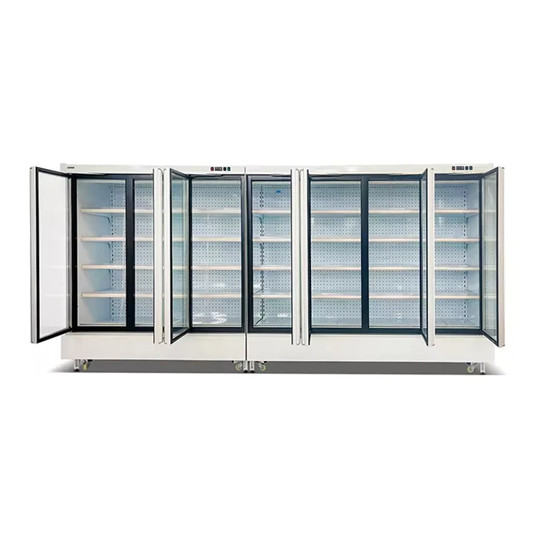 Commercial Supermarket Display Refrigerators Two Glass Door Beer Fridge Upright Beverage Cooler Freezer