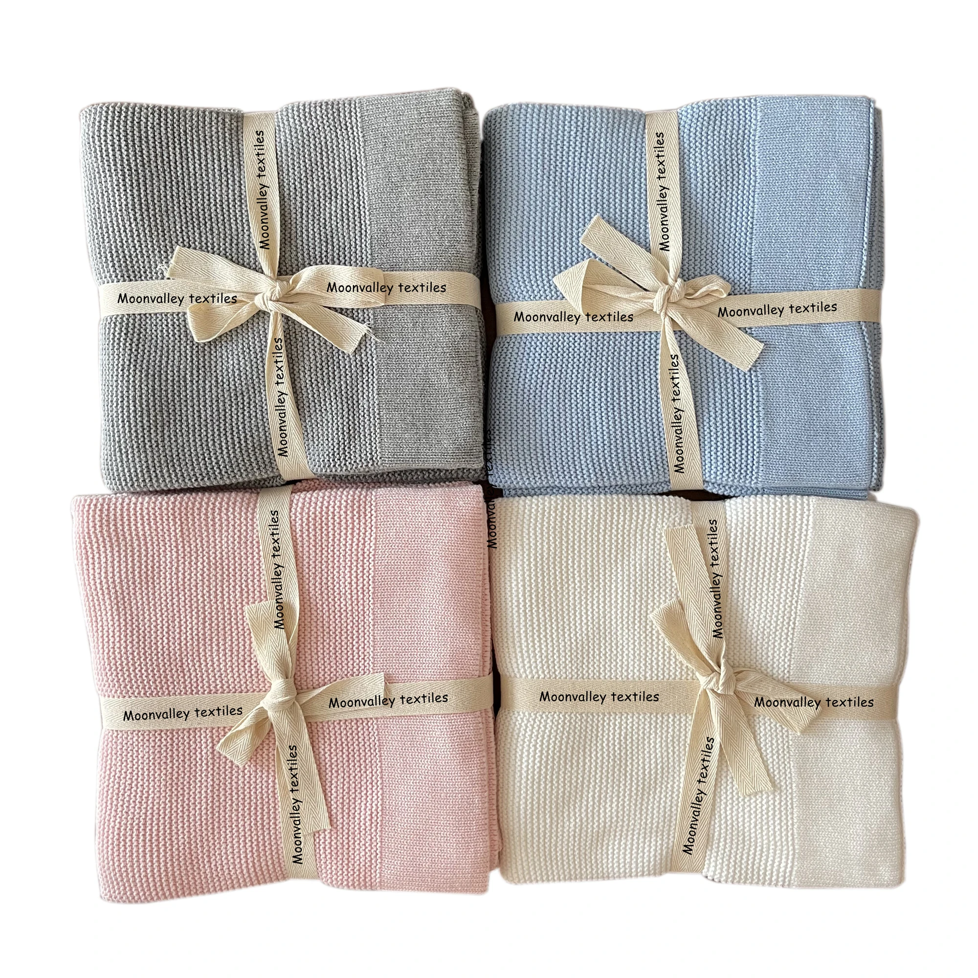 Custom broadside 100% Organic cotton cable crochet knitted baby soft blanket for boys and girls