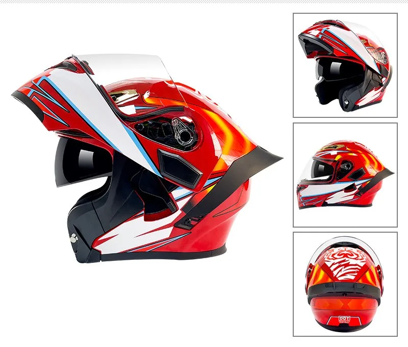Motorcycle double-lens faceless helmet motorcycle full helmet personality big tail knight safety all-season universal helmet