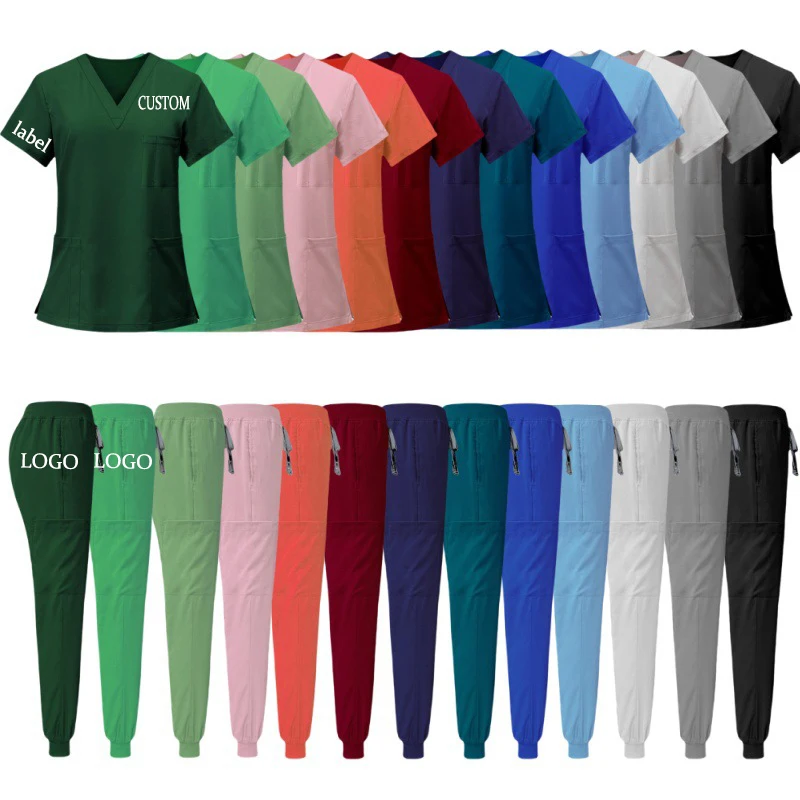 Factory Direct Fashionable Medical Top Uniforms Scrubs Sets Uniforms Dentist Spandex Jogger Scrub Suit Hospital Nursing Scrubs