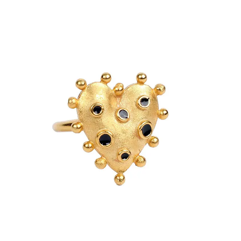
JZ023 New fashion gold plated love heart rings for girls 