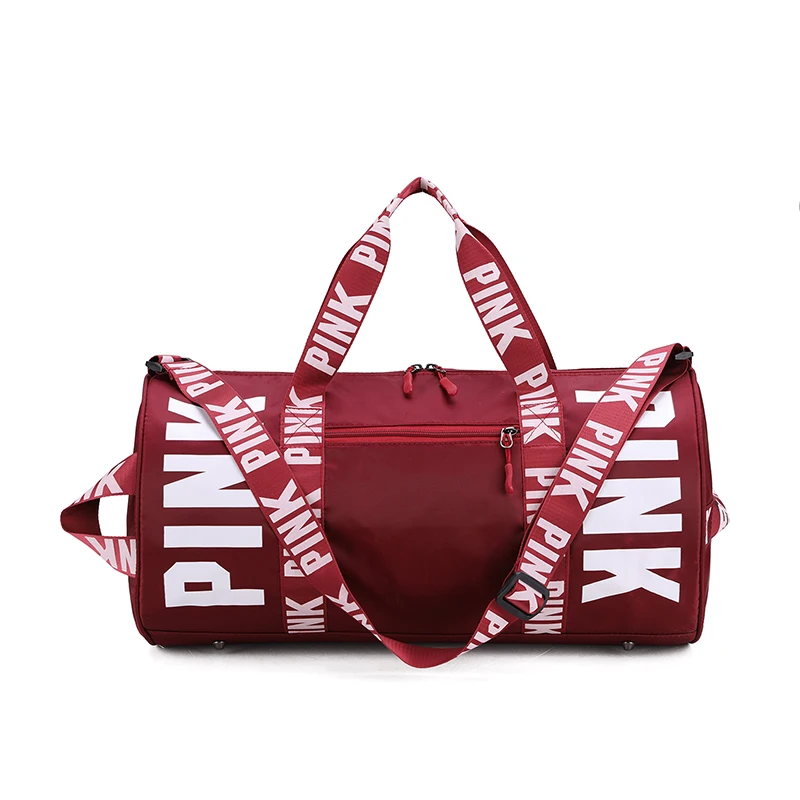 
High quality fashion women sport duffel bag portable short travel pink overnight bag large capacity travel oem gym bag 