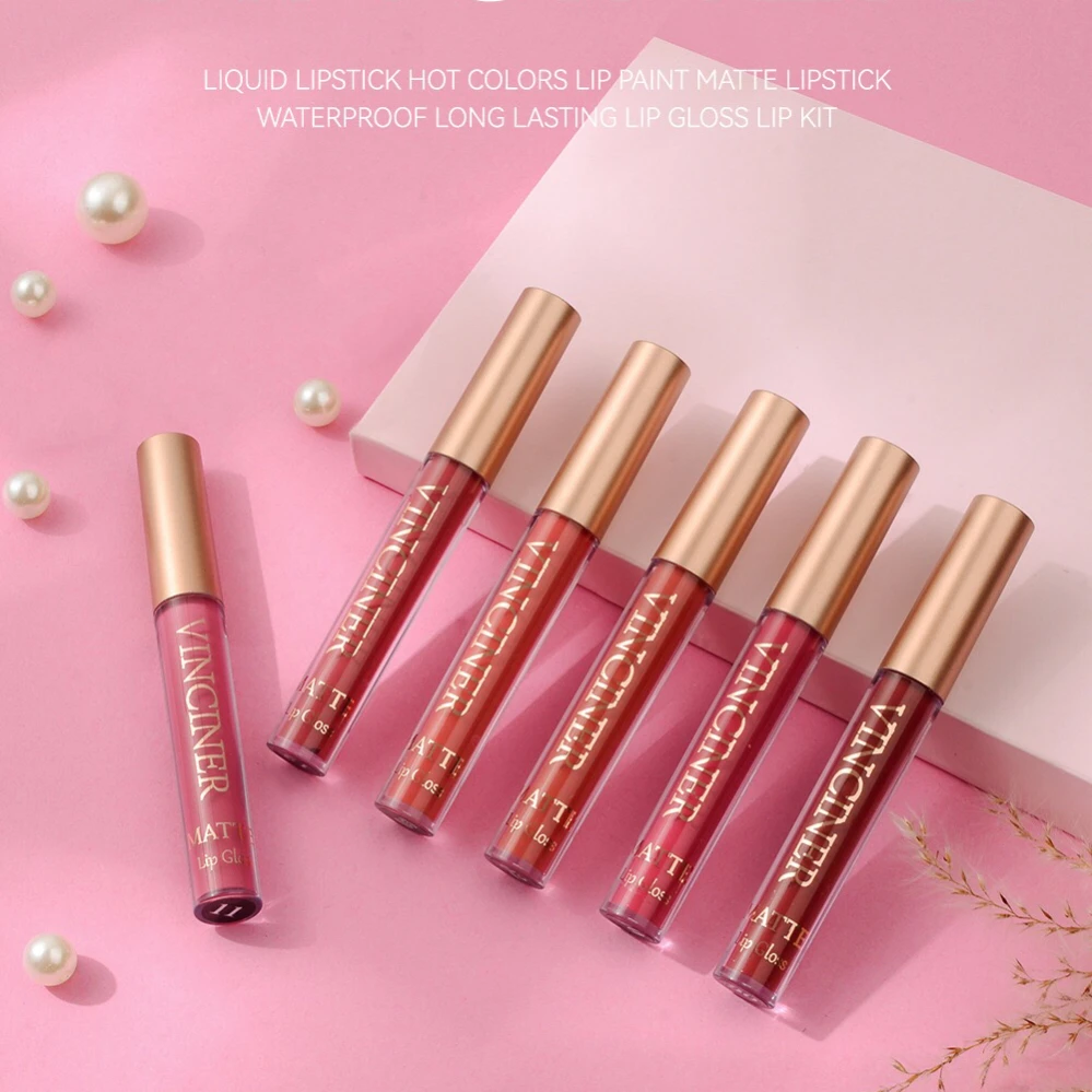 Matte Nude Liquid Lipstick Vegan & Cruelty-Free Private Label OEM Cosmetics Makeup Herbal Ingredients Custom Logo Lip Gloss