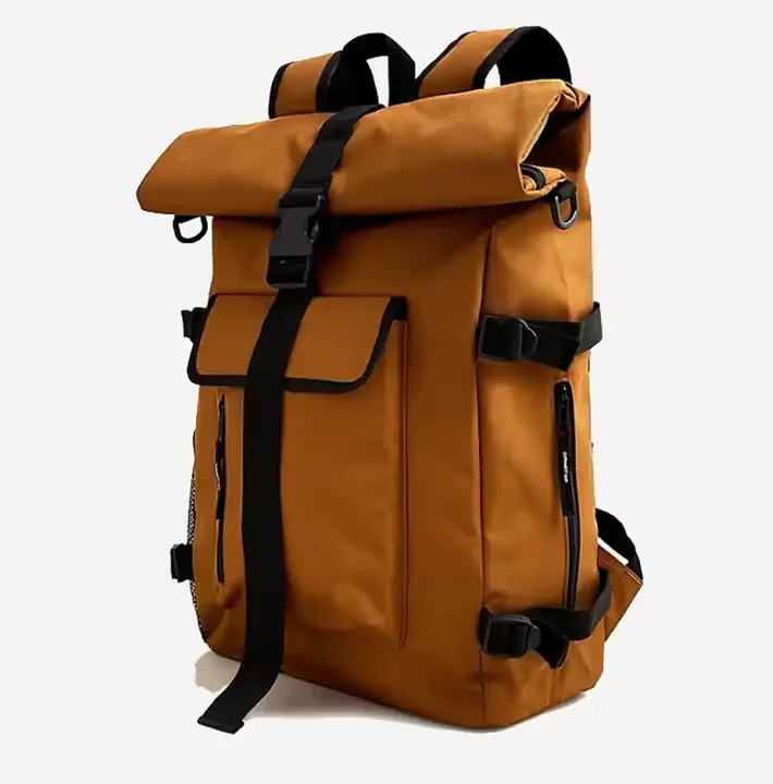 Custom Aesthetic College Backpacks with Laptop Compartment Trendy Student Roll-up Top Backpack