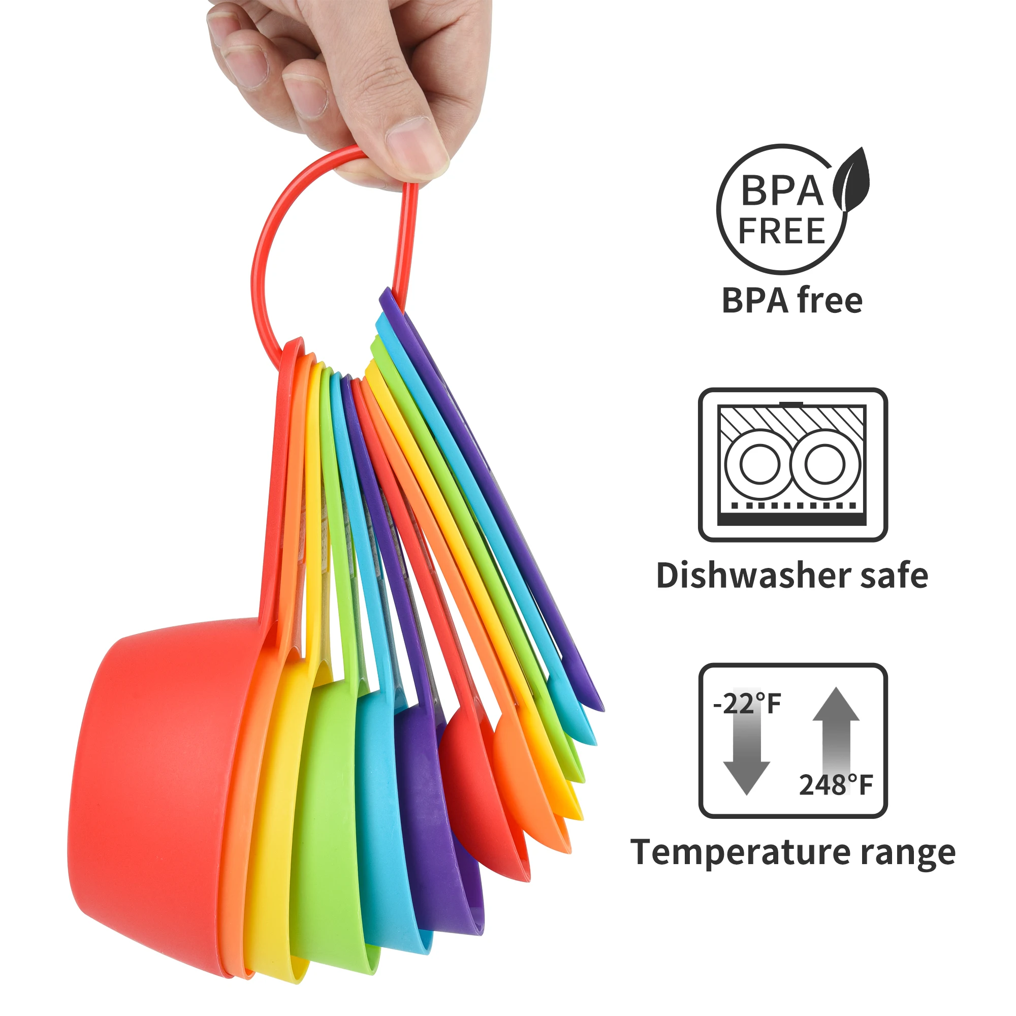 Eco Friendly 12 Pcs Plastic Colorful Measuring Cups And Spoons Set For Kitchen Backing Tool
